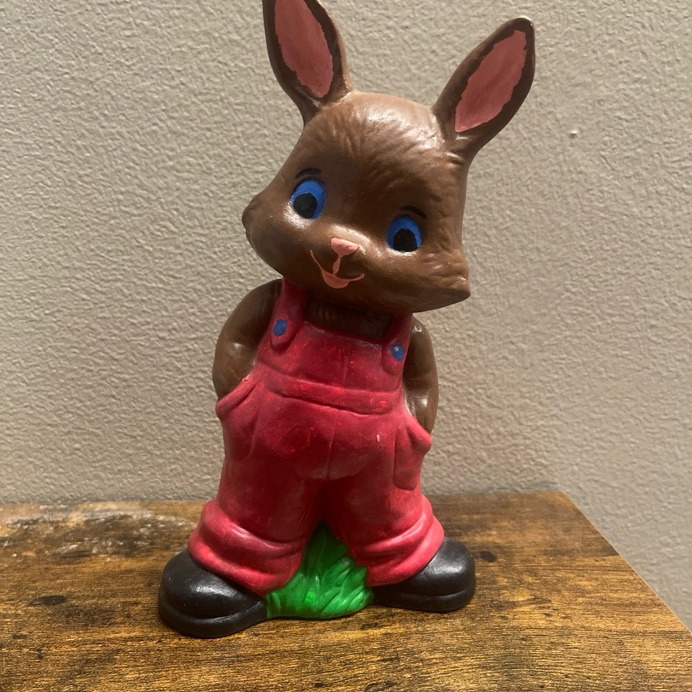Vibrant Red and Green Bunny Figurine